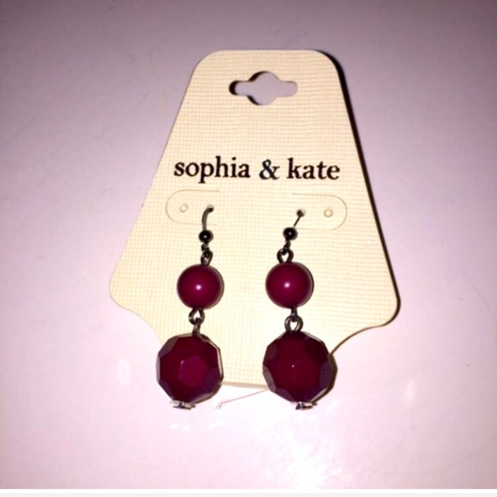 NWT Sophia & Kate Red Dangle Drop Earrings
